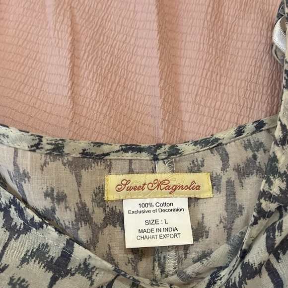 100% Cotton Leopard Beaded Short Sleeved Top Empire Waist - Picture 8 of 9